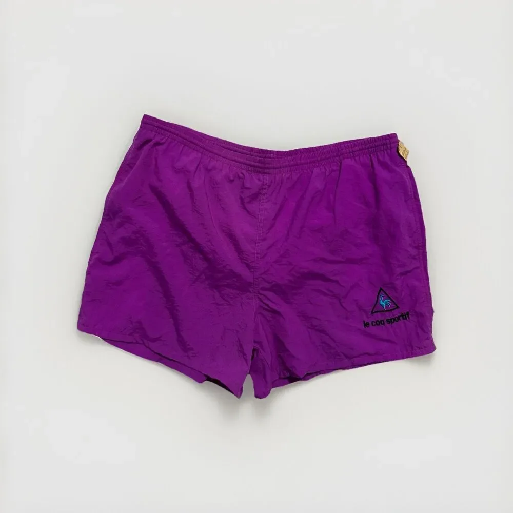 Vintage Le Coq Sportif Swim Trunks Adult XL Purple Swimsuit Shorts 1980s Logo